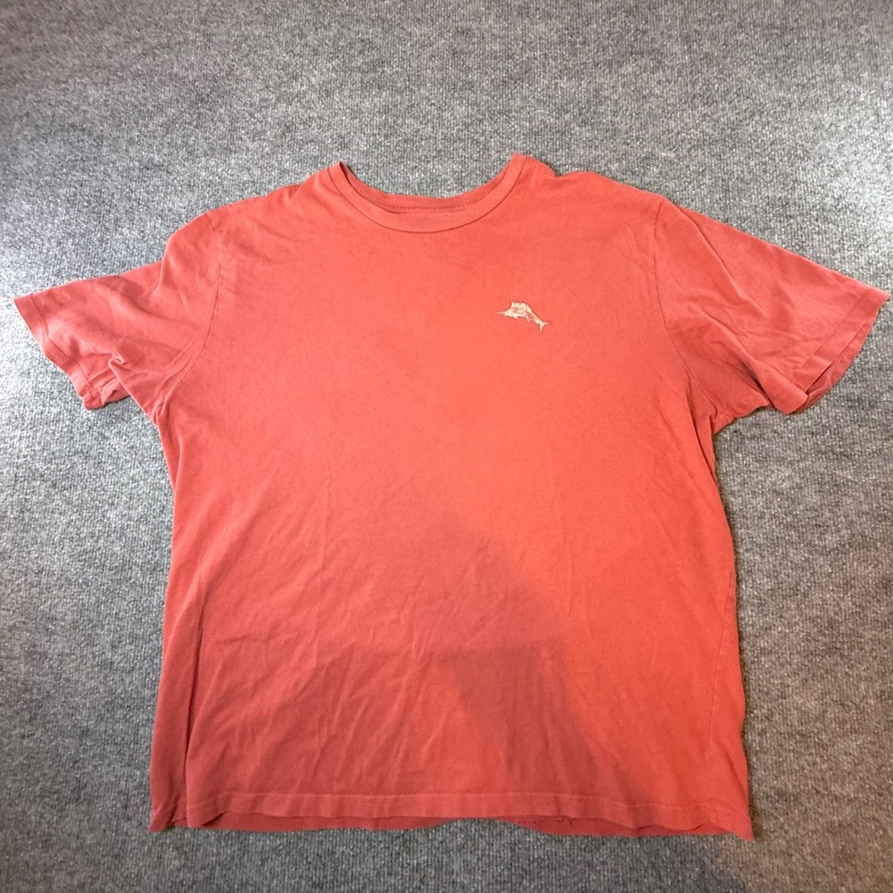Tommy Bahama Relax Mens XL Coral Orange Paradise Brew Coffee Graphic T-Shirt